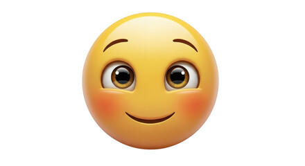Emoji with a joyful expression and blushing cheeks on black back