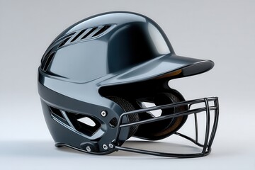 Fototapeta premium Discovering the sleek design and functionality of a modern black sports helmet in a minimalistic setting