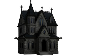 Gothic Stone Building With Arched Doorways and Gothic Windows at Night