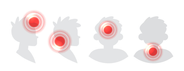 Simple headache set on white background. Head pain vector icon