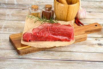 Raw beef flesh for cooking