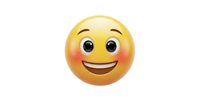 Smiling yellow emoji with rosy cheeks on a black background image