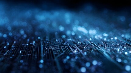 Intricate blue circuit board with digital electricity paths