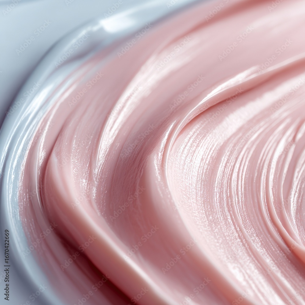 Poster abstract pink cream swirl close-up, showcasing smooth texture and elegant pattern for cosmetic and b