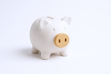 Piggy Bank on White Background: Financial Savings, Investment, and Future Planning Concept