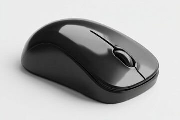 Sleek Black Wireless Mouse Isolated on White Background for Modern Technology and Business Use