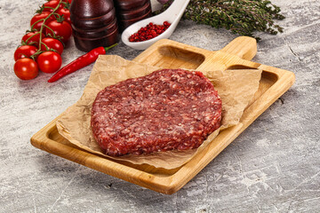 Raw beef burger cutlet for grill