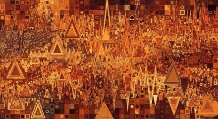 Obraz premium Intricate Geometric Mosaic of Warm Earth Tones and Sharp Peaks