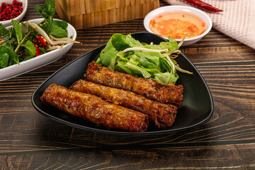 Fried Vietnamese spring roll with special sauce