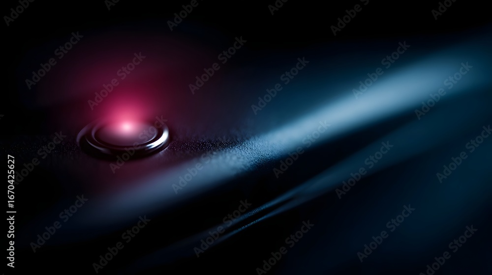 Poster glowing power button on modern digital device
