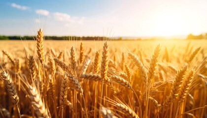 Golden wheat field bathed in sunlight