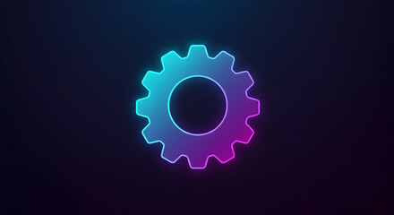 Glowing Cogwheel Illustration Gradient Blue and Purple