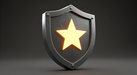 Shield with Glowing Star Metal Armor Protection