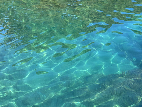 Transparent sea water calm surface.