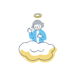 故人・あの世から手を振るシニア女性