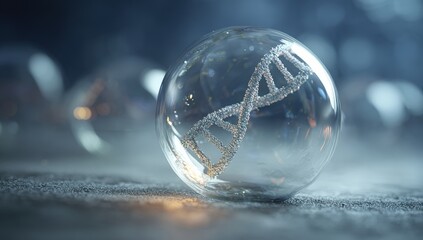 A crystal sphere, DNA inside, soft lighting