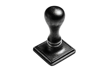 black rubber stamp with round handle isolated transparent background
