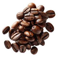 Obraz premium Pile of Roasted Coffee Beans on Black Background caffeine, Isolated On White, Png Transparent, Cut Out