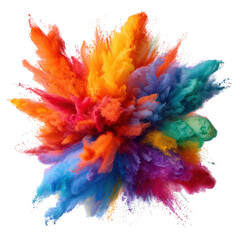 Vibrant Colorful Powder Explosion Isolated on Transparent Background bright, Isolated On White, Png Transparent, Cut Out