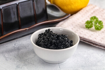 black sturgeon caviar in the bowl