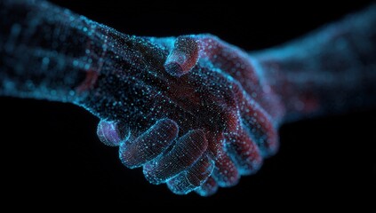 Digital handshake of two hands