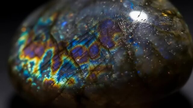 Labradorite Gemstone Macro Closeup.