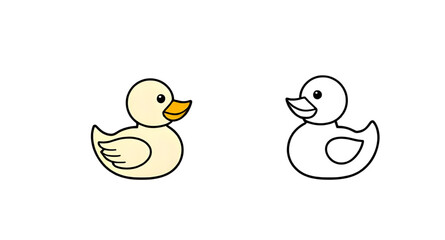 duck, cartoon, icon, cute, animal, vector, illustration, bird, character, yellow, adorable, mascot, graphic, design, childish, funny, playful, kids, clipart, simple, outline, drawing, doodle, baby, be