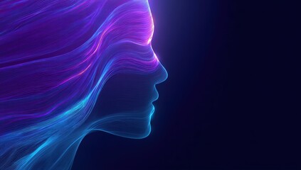 Obraz premium Abstract profile of a person with glowing, swirling lines