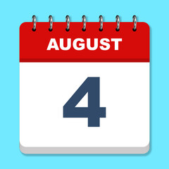 August calendar icon on a blue background