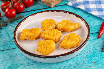 Golden crispy fried chicken nuggets