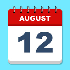 August calendar icon on a blue background