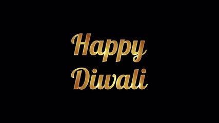 Beautiful Happy Diwali Text Animation, Neon Gold Glow on Black Screen - Powered by Adobe