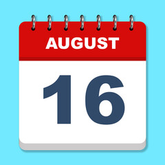 August calendar icon on a blue background