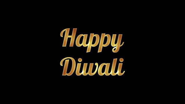 Beautiful Happy Diwali Text Animation, Neon Gold Glow on Black Screen