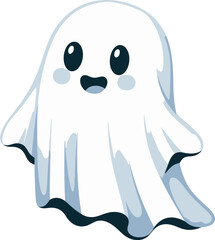 Obraz premium A friendly cartoon ghost with a happy expression, floating in the air.
