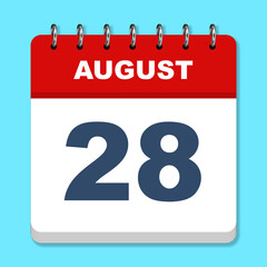 August calendar icon on a blue background