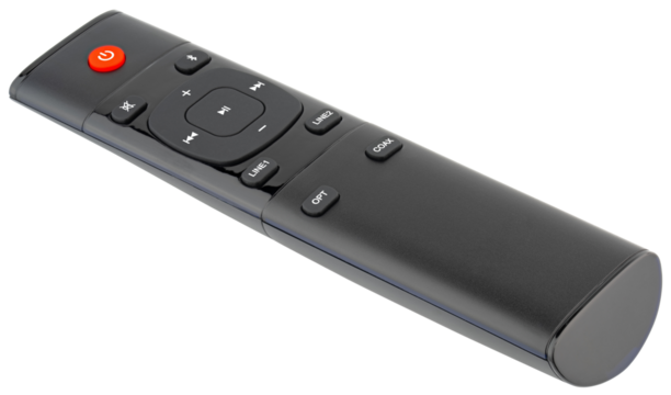 Wireless remote control. Remote control for speakers. Audiophile bookshelf speakers remote control, TV, televisions, smart home systems. Music, adjust volume control. Enables to turn devices on off