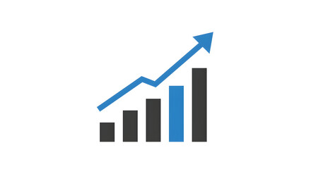 Rising Bar Graph with Arrow Chart Showing Growth