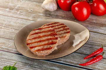 Grilled tuna steak fillet medallion