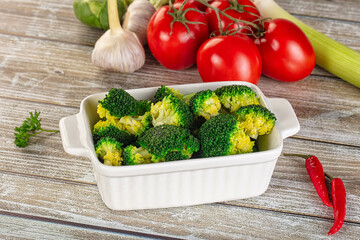 Boiled broccoli cabbage in the bowl