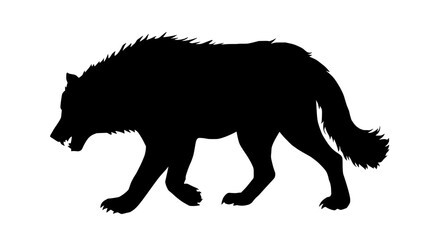 Obraz premium A striking silhouette captures the untamed spirit of a wolf, walking across a blank space, this minimalist composition emphasizing the animal's powerful form and wild essence.