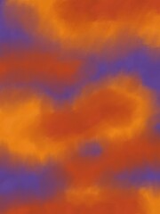 Dramatic Orange and Purple Watercolor Clouds