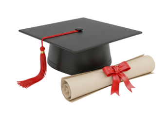 Graduation cap and diploma degree