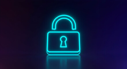 Glowing Padlock Icon Security and Protection Concept