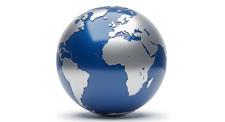Naklejka premium Globe Showing Earth in Blue and Silver Color, Ideal for World Travel and Mapping