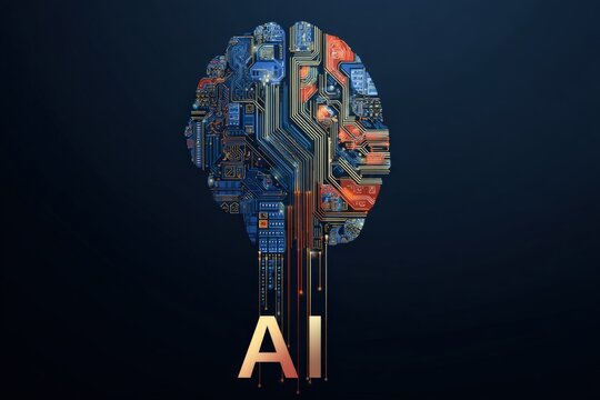AI brain, circuit design - Powered by Adobe