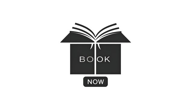 Open book graphic with "BOOK NOW" text