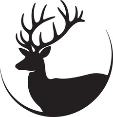 Minimalist Black Deer Silhouette Illustration with Forest