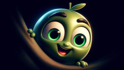Naklejka premium Illustration of a 3D cute adorable olive cartoon