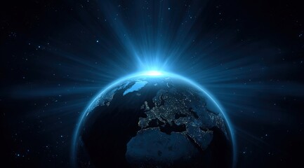 Fototapeta premium Earth rising in a starry night sky